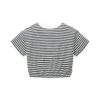Tom Tailor Cropped- T-Shirt Print - Offwhite Coal Grey Stripe -Fusion 07bffe422d2b4d349b869dfc42dafd08