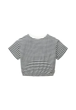 Tom Tailor Cropped- T-Shirt Print - Offwhite Coal Grey Stripe