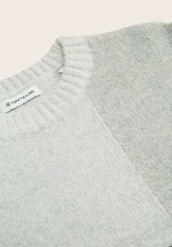 Tom Tailor Mit Colour Blocking  - Trui - Middle Grey Mélange -Fusion 2e20c75811924f42b5acd657bd24fe27