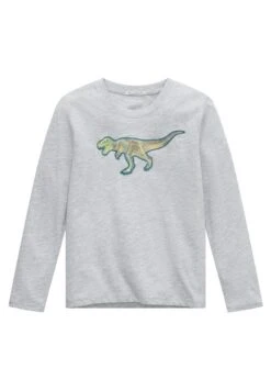 Tom Tailor Mit Motivprint - Longsleeve - Light Stone Grey Melange