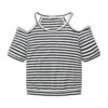 Tom Tailor Mit Cut-Outs - T-Shirt Print - Offwhite Coal Grey Stripe