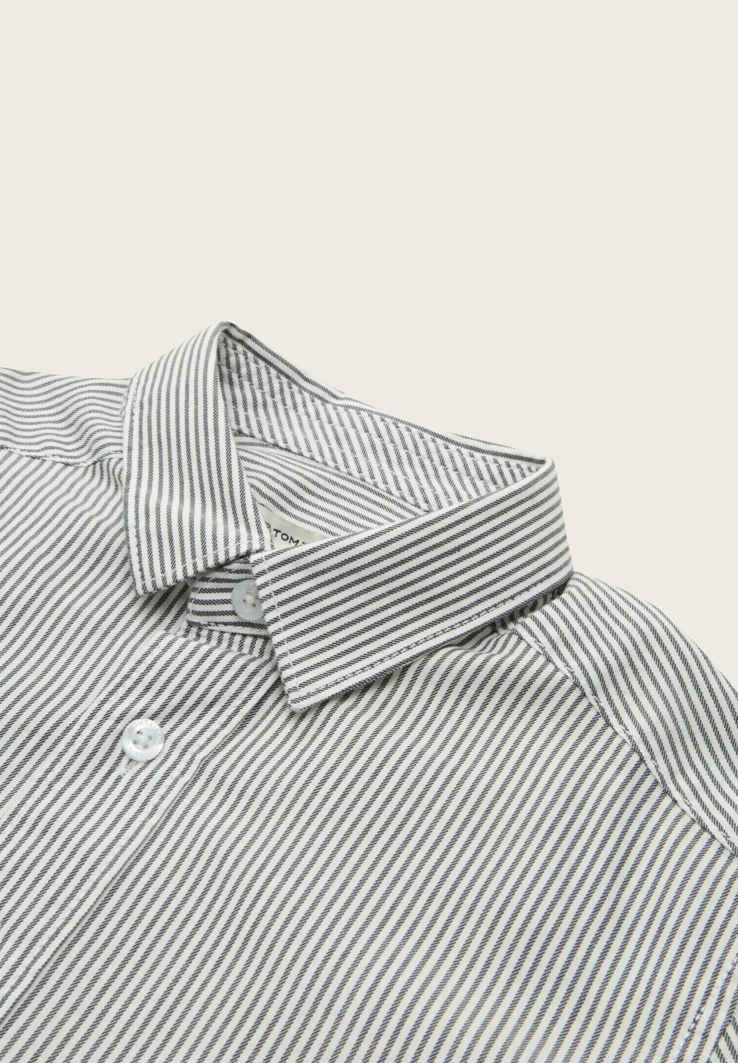 Tom Tailor Gestreiftes - Overhemd - Off White/Blue/Grey Stripe 5 Tom Tailor Gestreiftes - Overhemd - Off White/Blue/Grey Stripe - Afbeelding 3