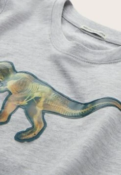 Tom Tailor Mit Motivprint - Longsleeve - Light Stone Grey Melange -Fusion b4e1a9080e8a4d7298877878a4f74ccf