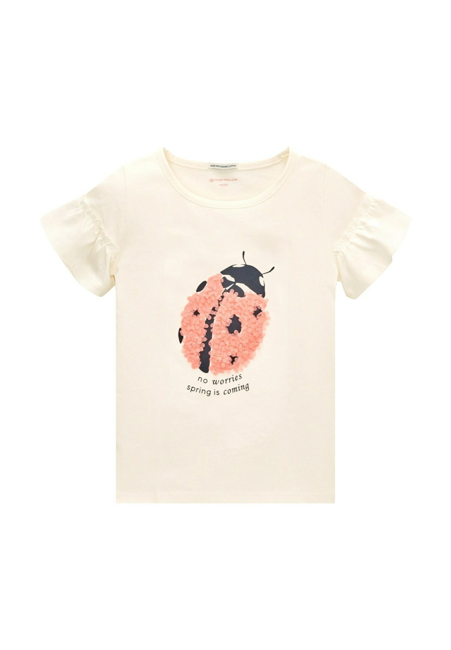 Tom Tailor Mit Rüschen - T-Shirt Print - Wool White 3 Tom Tailor Mit Rüschen - T-Shirt Print - Wool White