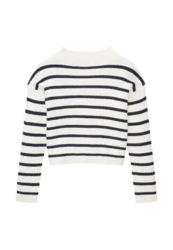 Tom Tailor Cropped- Trui - Irregular Offwhite Blue Stripe